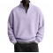 2025 European & American Winter New Men's Waffle Knit Polo Shirt - Casual Loose Half-Zip Sweatshirt