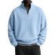 2025 European & American Winter New Men's Waffle Knit Polo Shirt - Casual Loose Half-Zip Sweatshirt