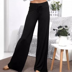 Women's Solid Color Loose Wide-Leg Pants - High-Waisted Elastic Waist Casual Trousers, In-Stock (Wish/Ebay/AliExpress)
