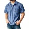 2025 Independent Station Men's 100% Cotton Casual Versatile Retro Short-Sleeve Button Collared T-Shirt