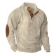 European & American Men's Independent Station Sweatshirt - Corduroy Pullover Henley Shirt, Casual Long-Sleeve Tee