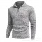 2025 European & American Winter New Men's Polo Shirt - Soft Solid Color Zip-Up Lapel Base Layer Top