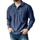 2025 European & American New Men's American Retro 100% Cotton Washed Distressed Long-Sleeve Polo Shirt