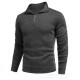 2025 European & American Winter New Men's Polo Shirt - Soft Solid Color Zip-Up Lapel Base Layer Top