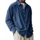 Men's European Size Corduroy Shirt - Loose Trendy Long-Sleeve Solid Color Collared Button-Down