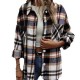 European & American Autumn Winter Women's New Plaid/Striped Coat - Wool Blend Single-Breasted Jacket with Pockets