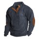 European & American Men's Independent Station Sweatshirt - Corduroy Pullover Henley Shirt, Casual Long-Sleeve Tee