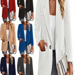 2025 New European & American Women's Blazer - Fashionable Casual Slim-Fit Single-Button Lapel Elegant Suit Jacket (Black)