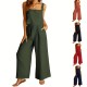 2025 New European & American Women's 2-Piece Set - Square Neck Sleeveless Camisole & Wide-Leg Pants Casual Outfit