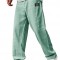 Men's Casual Cotton-Linen Pants - Embroidered Logo, Drawstring Elastic Waist with Pockets, Gray & White