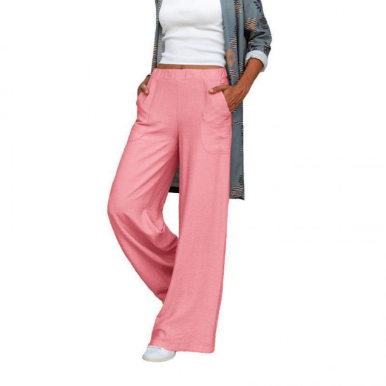 Autumn & Winter European & American Plus Size Women's Pants - Draped Casual Solid Color High-Waist Loose Wide-Leg Trousers