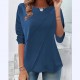 2025 New Women's Crew Neck Button-Detail Irregular Base Layer - Slim-Fit Long-Sleeve Top, Stylish & Versatile