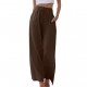 2025 European & American Sized Women's Linen Pants - Loose Casual Wide-Leg Pants with Pockets & Drawstring