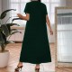 2025 Middle Eastern Muslim Women's Fashion Dress - Plus Size Short-Sleeve Crew Neck Maxi Dress Abaya