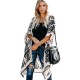 2025 European & American Bali-Style Beach Vacation Cardigan - Short-Sleeve Printed Pom-Pom Kimono Cover-Up, Mid-Length Women's Outerwear