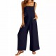 2025 New European & American Women's 2-Piece Set - Square Neck Sleeveless Camisole & Wide-Leg Pants Casual Outfit