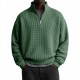 2025 European & American Winter New Men's Waffle Knit Polo Shirt - Casual Loose Half-Zip Sweatshirt