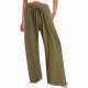 2025 Summer TEMU European & American Women's New Pants - Cotton-Linen Wide-Leg Drawstring Beach/Casual Trousers