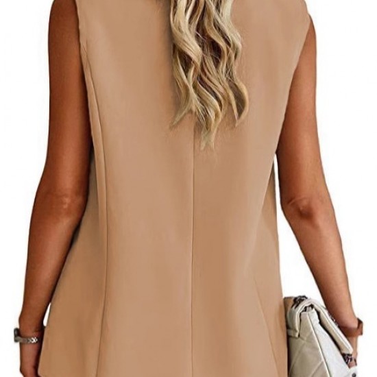 2025 European & American Spring & Summer New Women's Blazer Vest - Elegant Office Casual Sleeveless Cardigan (Black/White)