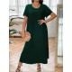 2025 Middle Eastern Muslim Women's Fashion Dress - Plus Size Short-Sleeve Crew Neck Maxi Dress Abaya
