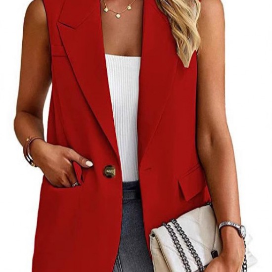 2025 European & American Spring & Summer New Women's Blazer Vest - Elegant Office Casual Sleeveless Cardigan (Black/White)