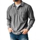 2025 European & American New Men's American Retro 100% Cotton Washed Distressed Long-Sleeve Polo Shirt