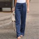 2025 Women's Summer European & American Pants - Elastic-Waist Solid Color Cotton-Linen Wide-Leg Trousers, Breathable Loose Fit