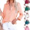 In-Stock European & American Women's 2025 Spring New Shirt - Satin Long-Sleeve V-Neck Office Business Blouse