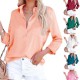 In-Stock European & American Women's 2025 Spring New Shirt - Satin Long-Sleeve V-Neck Office Business Blouse
