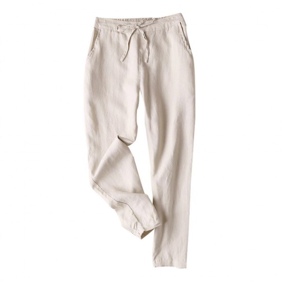 European & American Women's 2025 New eBay Casual Cotton-Linen Slim-Fit Drawstring Elastic Waist Pants