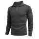 2025 European & American Winter New Men's Polo Shirt - Soft Solid Color Zip-Up Lapel Base Layer Top